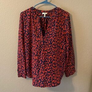 Joie Silk Long-Sleeve V-Neck Blouse